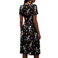 thumbnail image 5 of Womens Halloween Dress Pumpkin Short Sleeve Spider Casual Wedding Guest Dress Bat V Neck Fall Wrap Dresses XL, 5 of 5