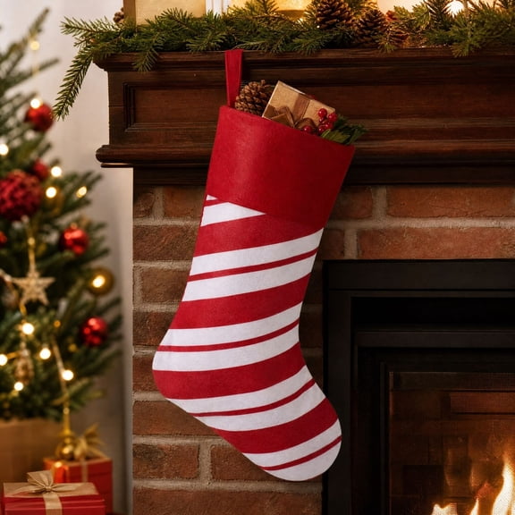 Christmas Stockings, Classic Holiday Xmas Stocking with Hanging Loop, Gift Bag for Fireplace Mantel, Tree and Family Holiday Decor