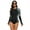 Black + Green Leaves, variant on IBTOM CASTLE Women Zipper Rash Guard Boyleg Padded Swimsuit Sun Protection Surfing Bathing Suit Wetsuit One Piece Athletic Swimwear M Black + Gray