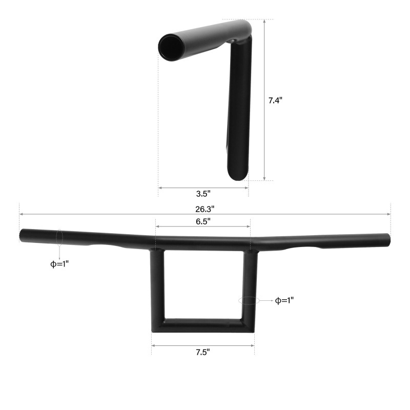 Motorcycle 7.4" 9.4" Rise 1" Fat Handlebars For Harley Honda Yamaha Old School Window