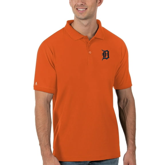 Men's Antigua Orange Detroit Tigers Legacy Pique Polo