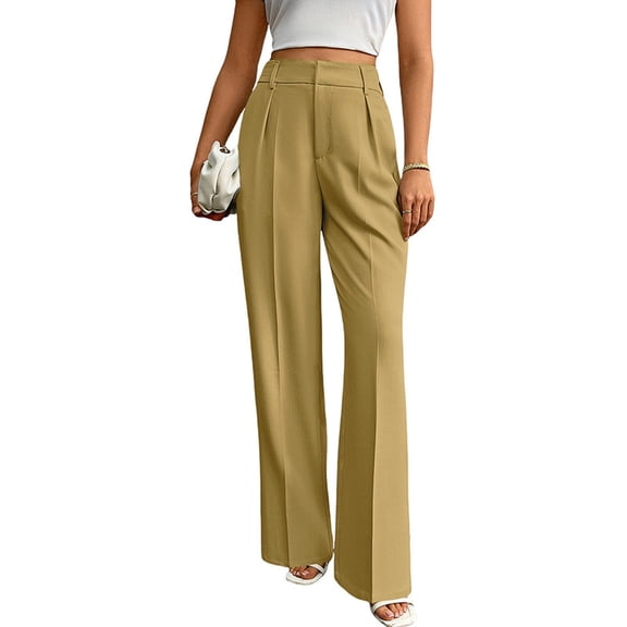 High Waisted Work Pants for Women Business Casual Outfits Office Dressy Pants Trousers with Pockets Wide-Leg Pants