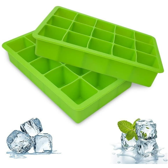 Set Of 2 Fda Approved Silicone Ice Cube Trays, 15 Cubes Per Tray, Grea