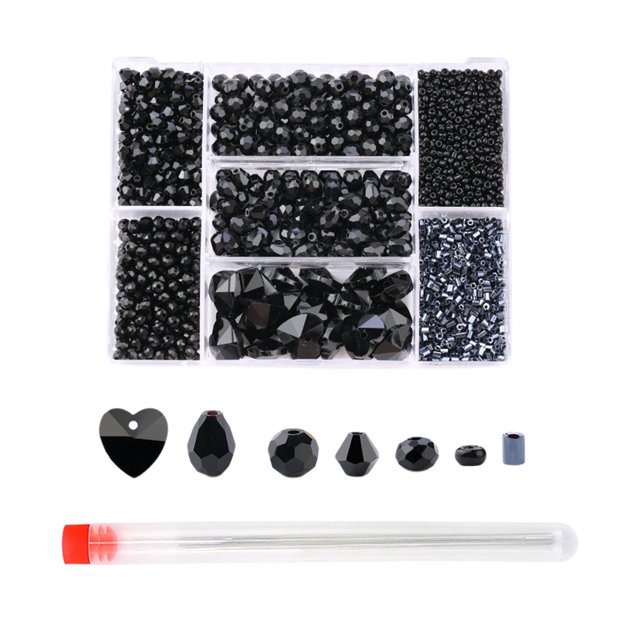 de cristal de 3100 Uds., de cristal para , joyería, kit de abalorios con caja tenedor de bricoje, colr, Negro Gloria cuentas de fabricación de joyas