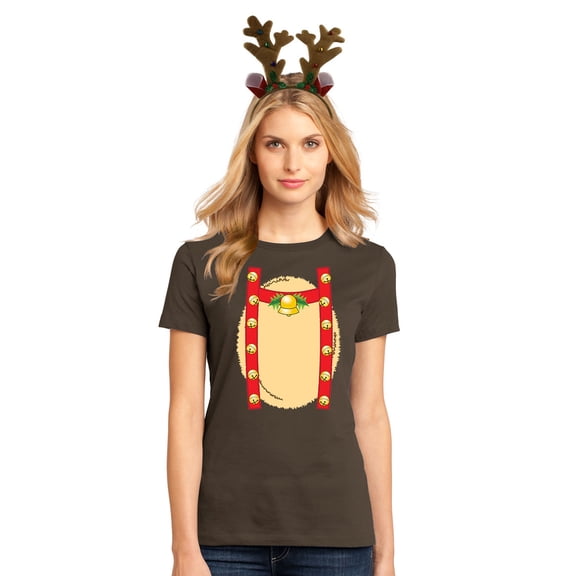 Christmas Costume Reindeer with Bells Juniors Costume T Shirt with Antlers Headband