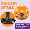thumbnail image 3 of 2 piezas de candelabros de calavera para decoración de Halloween, luces LED para interiores, sin llama, soporte para velas de casa embrujada aterradora, decoración para mesa, hogar, fiesta, 3 of 7