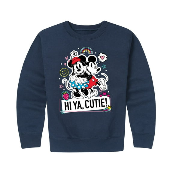 Mickey & Friends - Mickey Minnie Hi Ya Cutie - Toddler And Youth Crewneck Fleece Sweatshirt