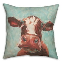 Creative Products Teal Painted Cow 18x18 Indoor / Outdoor Pillow
