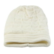 Adding Velvet Curling Side Woman Winter Ski Hat Warm Beanie Crochet Knit Cap white