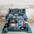 thumbnail image 2 of Homewish Retro Plaid Pattern Full Size Comforter Sets,Modern Geometric Check Bedding Comforter Set,Gray Blue Bedding Sets For Teens,Microfiber Bedroom Decor Reversible,3pcs, 2 of 8