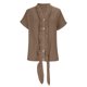 thumbnail image 5 of Tops de Manga Larga de Encaje para las Mujeres Más Tamaño Botón Cuello en V Color Sólido Suave Y Transpirable Blusa para Uso Diario Informal, 5 of 7