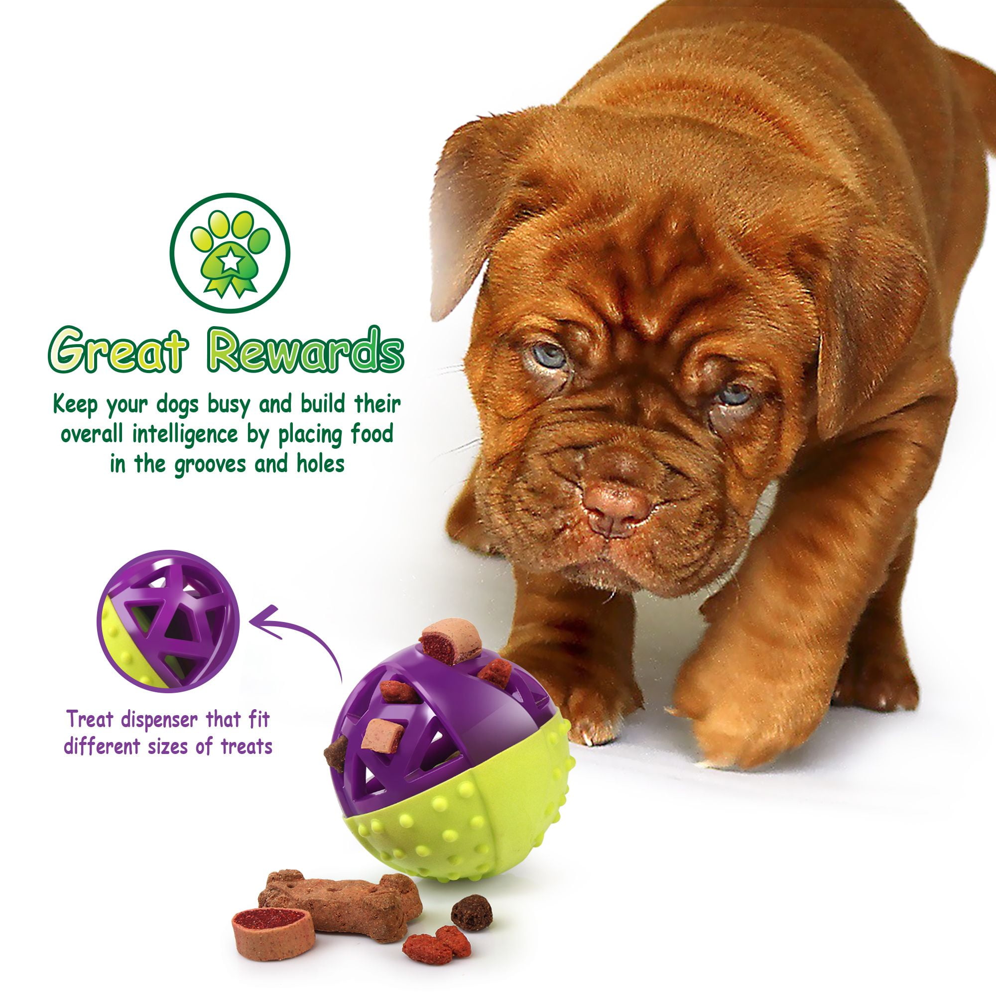 Pet Toys for Dogs by Fluffy Paws Rubber Treat Toy Chewing FeedBall Toy