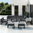 thumbnail image 4 of ELPOSUN Aluminum Patio Furniture Set, 11 Pieces Modern Metal Outdoor Furniture, Faux Wood Grain Finish Frame Patio Sofa Sets with 6" Cushion for Backyard, Gray (Included Waterproof Covers), 4 of 8