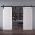 thumbnail image 2 of Double Barn Door 84 x 96 inches | CLASSIC 8889 White Enamel | 14FT Rail Track Set | Solid Panel Interior Doors, 2 of 5