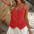 thumbnail image 4 of TEAJOPSUU Womens Cotton Blend Camisole Tops Spaghetti Straps Adjustable Straps V Neck Cami Shirts Button Down Solid Cami Tank Tops Red, 4 of 6
