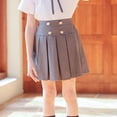 thumbnail image 6 of Vornjynx Girls School Uniform Skirt High Waist Cotton with Liner Summer Fashion Versatile Pleated Skirt Gray Size 16-17, 6 of 9