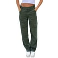 thumbnail image 3 of NFTOEIULA Women Straight Leg Streetwear Cargo Jeans Pants With Pockets, 3 of 6