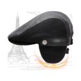 thumbnail image 5 of Sombrero de otoño e invierno boina de lana nueva gorra delantera protección para los oídos boina de cuero, negro JM, 5 of 5