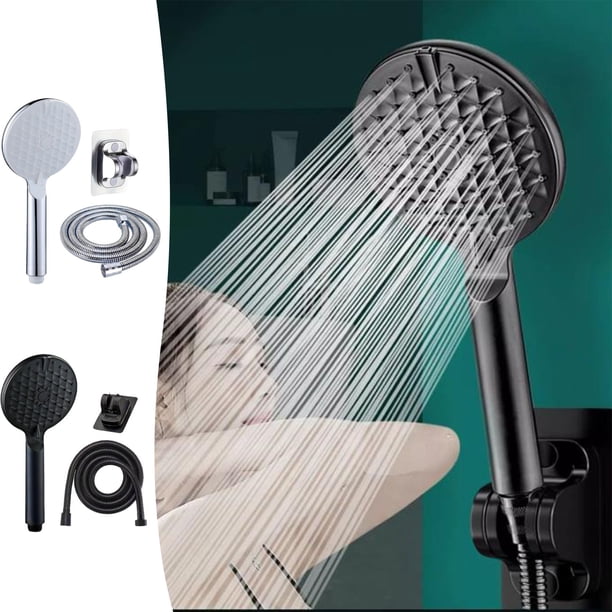 Ducha portátil de alta presión con 5 niveles de pulverización • Manguera y montaje de pared de 1,5 m • Panel grande para un enjuague potente y ahorro de agua