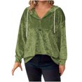 thumbnail image 1 of WRKEKC Womens Velvet Jacket Hooded Solid Color Casual Button Front Long Sleeve Drawstring Waist Winter Blazer, 1 of 4