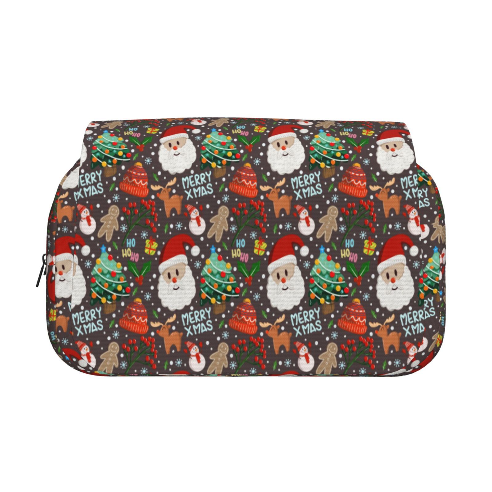 Rateoe Merry Christmas Pattern Double Clamshell Pen Case, Storage Organizer with Two Zipper Compartments– Holds Up to 50 Pencils & Pens