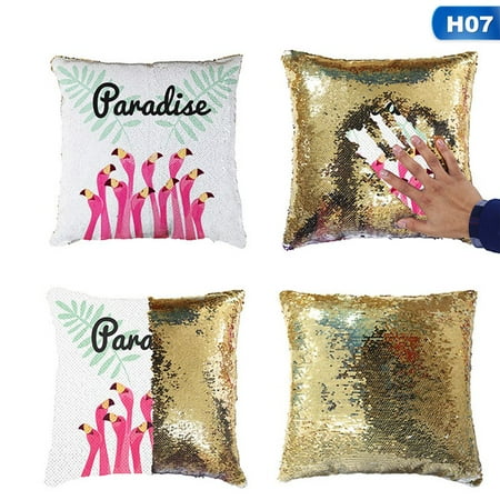 Sofa Trends 2015 KABOER Trend 1Pcs FlamingoSequin Pillowcase Magic Reversible Sequin Mermaid Glitter Pillow Cover Sofa Car Cushion ()