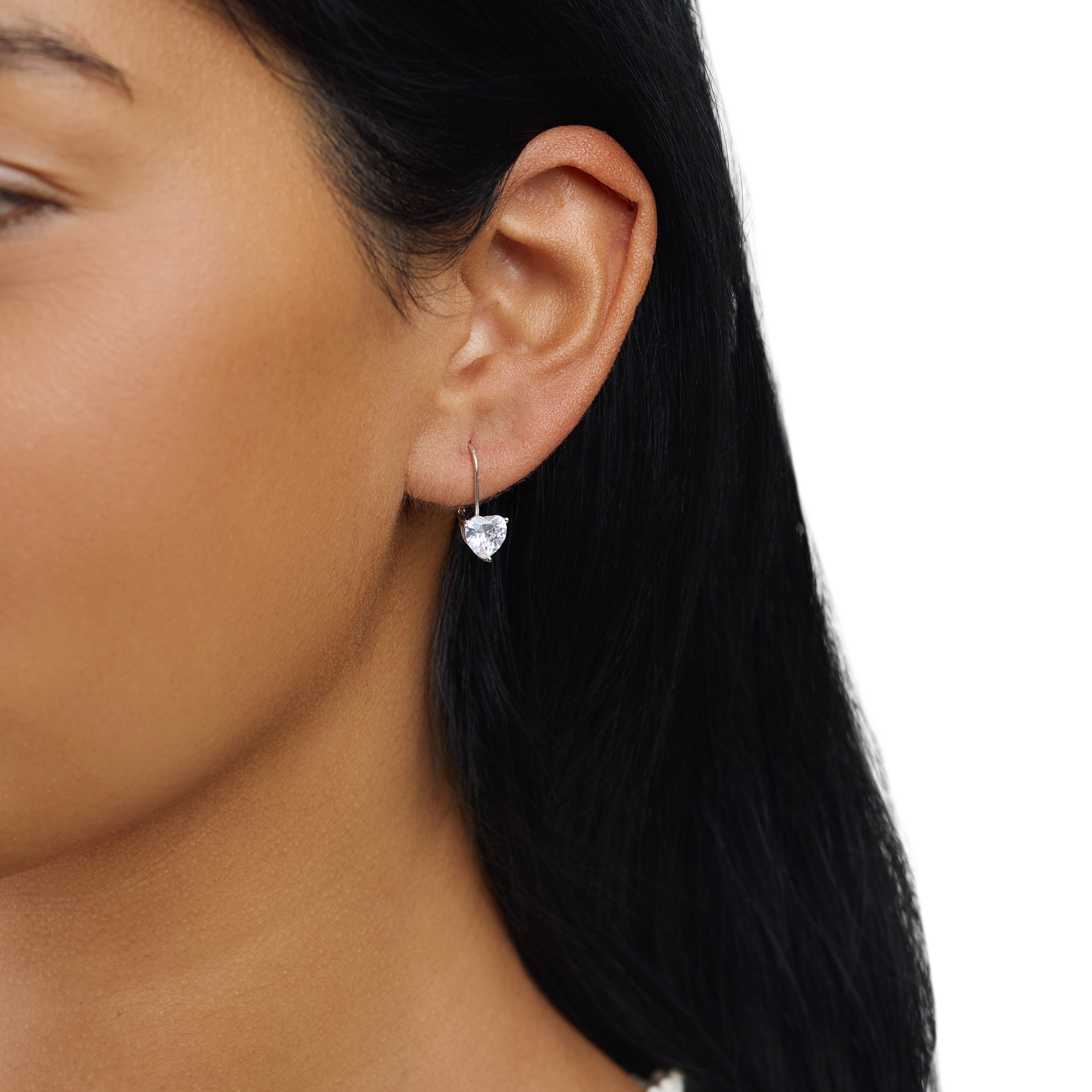 Marisol & Poppy Cubic Zirconia Lever Back Drop Earrings in Sterling Silver for Women