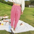 thumbnail image 4 of Tittly Palazzo Pants Wide Leg Pants Women's Autumn And Winter Elastic Waist Large Fashionable Corduroy Loose Outerwear Pants Baggy Pants Plus Size Pants Pink S, 4 of 4