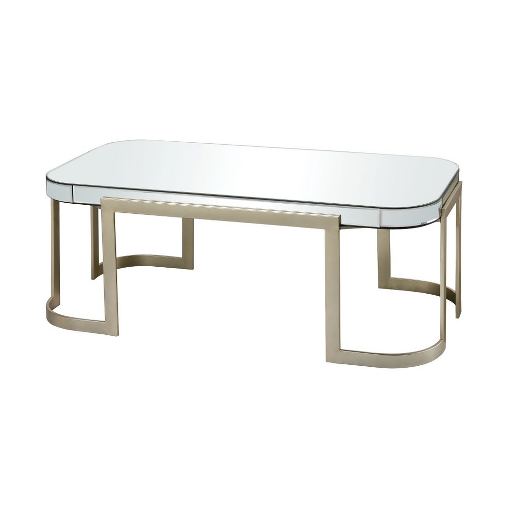 Free Form Coffee Table In Champagne Clear Mirror Finish With Frame Base Walmart Canada