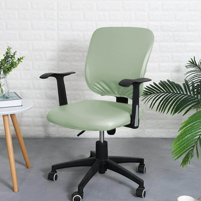 Split Office Chair Cover Dustproof Waterproof Rotating Chair Protector Desk Chair Cover Green Seat+Backrest