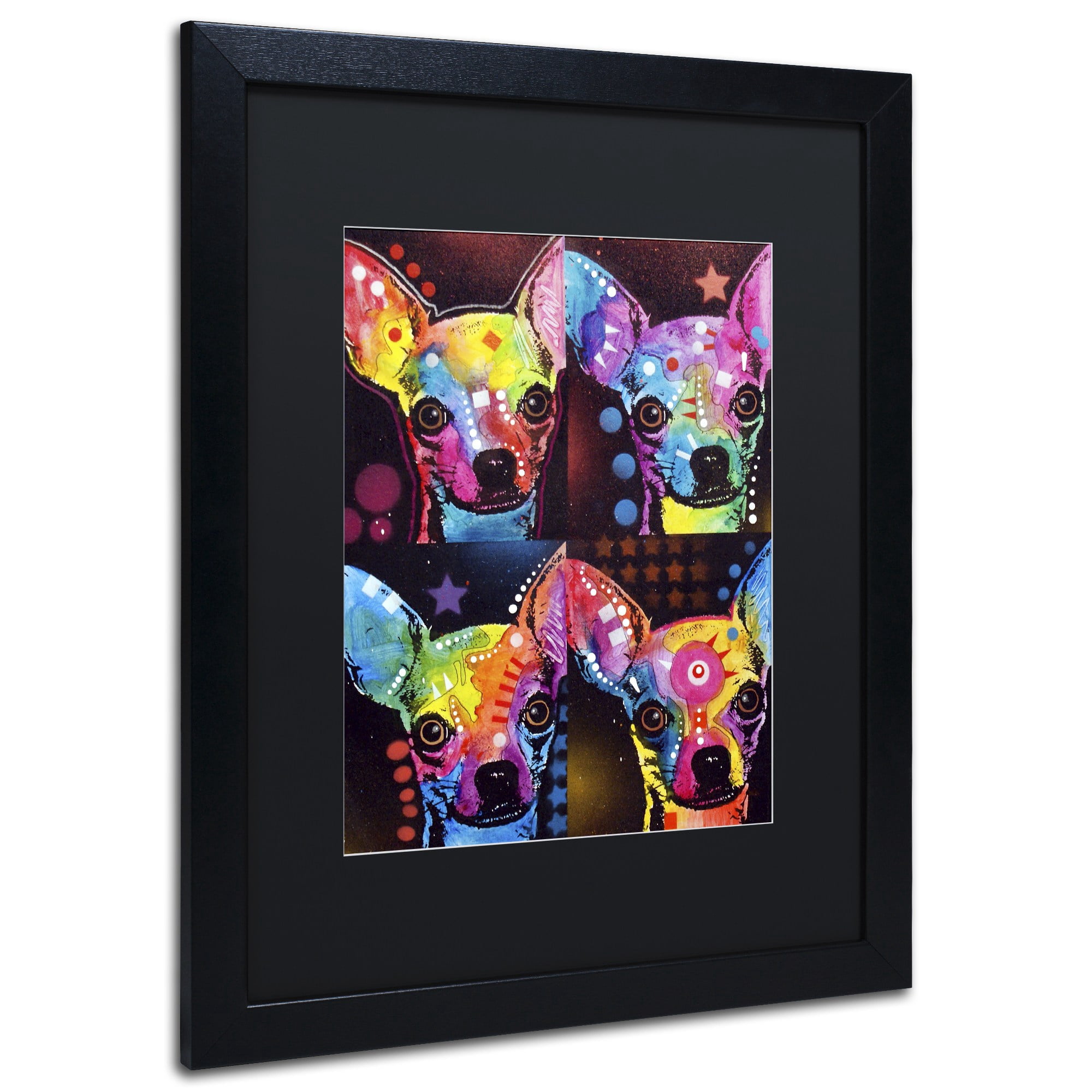 Trademark Fine Art "Chihuahua 4x" Canvas Art by Dean Russo, Black Matte, Black Frame