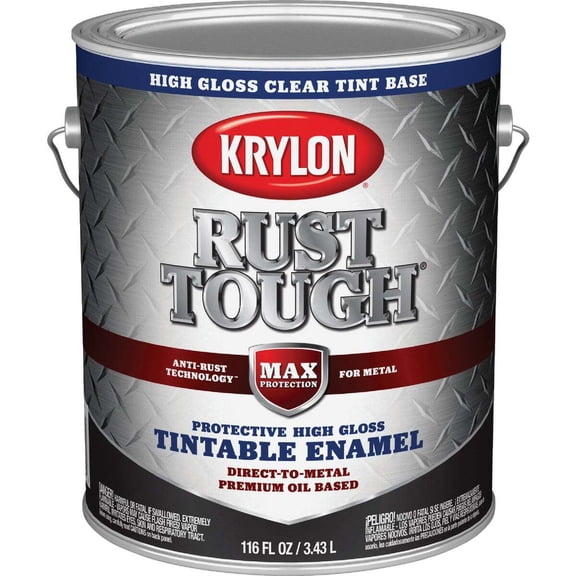 Krylon Rust Tough DTM Oil-Based Gloss Rust Control Enamel, Clear Base, 1 Gal.