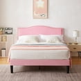 thumbnail image 3 of Javlergo Upholstered Platform Bed Frame with Adjustable Headboard, Strong Frame and Wooden Slats Support, Easy Assembly Pink - Queen, 3 of 5