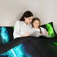 thumbnail image 4 of Feelyou Blue Green Lightning Twin Bedding Sets 7pcs, Splash Watercolor Comforter Set, 4 of 8