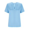thumbnail image 6 of Summer Fashion Shirts for Womens Plus Size Casual New Large Size V-Neck Short-Sleeved Color Matching Bottoming Shirt T-Shirt Top, 6 of 8