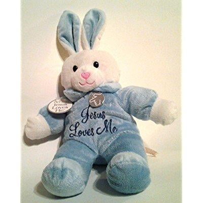 plush jesus loves me bunny ~ blue 