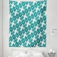 thumbnail image 1 of Abstract Tapestry, Retro Architecture Style Modern Trippy Maze Form Urban Graphic, Fabric Wall Hanging Decor for Bedroom Living Room Dorm, 5 Sizes, Turquoise Teal White, by Ambesonne, 1 of 1