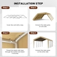 thumbnail image 3 of Danolapsi 10'x20' Replacement Canopy Cover Top Heavy-Duty Carport Cover，160G PE Waterproof & UV-Resistant Replacement Canopy Top Only Easy Installation(Frame Not Included), 3 of 5