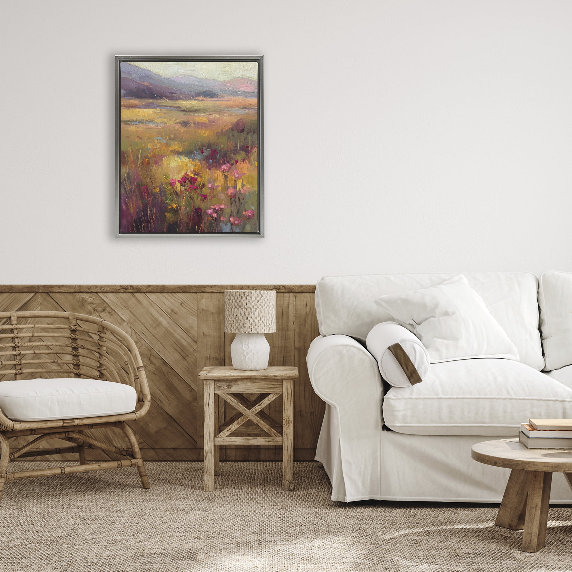 Stupell Industries Golden Waves Of Grass Gray Framed Floater Canvas Wall Art, design by Svetlana Aleynikova