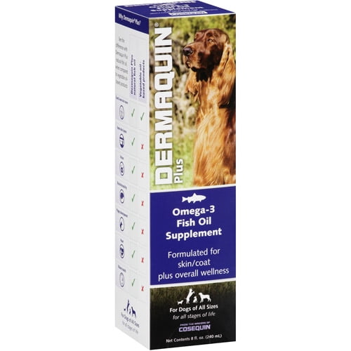 Dermaquin Plus Omega3 Fish Oil Supplement for Dogs, 8 fl oz Walmart