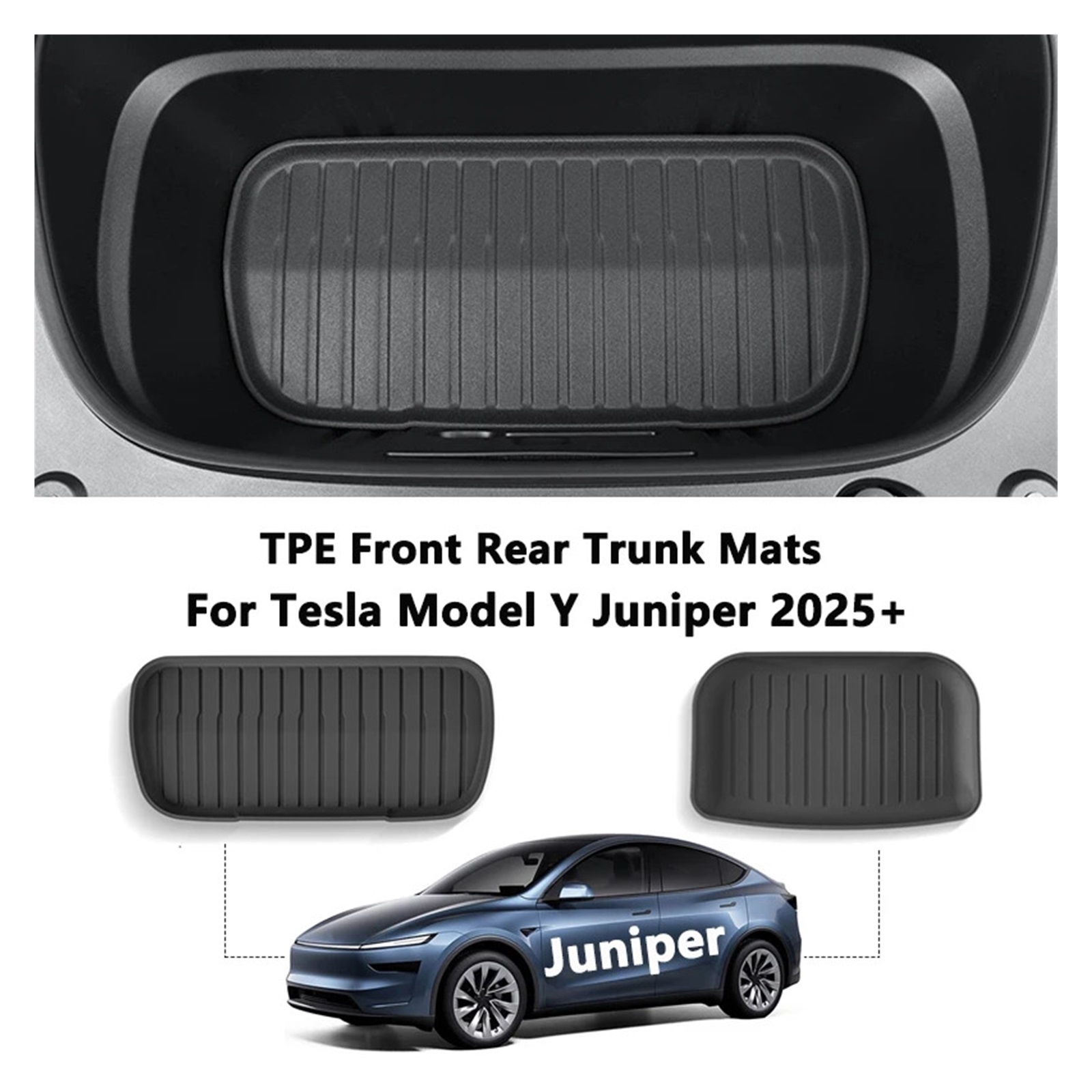 Cargo Liner Trunk Tray Floor Mat Compatible for Tesla Model Y Juniper 2025 Front Rear Trunk Mat TPE Lower Storage Box Pads Protective Cover