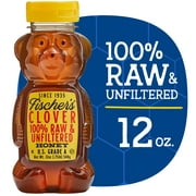 Fischers Honey Bear Local 100% Grade "A", Raw and Unfiltered Clover Honey, 12 oz Squeeze Bottle
