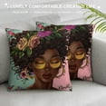 thumbnail image 3 of Nawypu African American Women Throw Pillow Cover Art Afro Black Girl Queen Cushion Covers Zipper Square Pillowcase Decor, 3 of 5