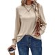 thumbnail image 3 of Camiseta de Larga con Cuello Alto y Ojales para Mujer, Elegante, Informal, , de Negocios, Elástica, con Aberturas Albaricoque S, 3 of 9