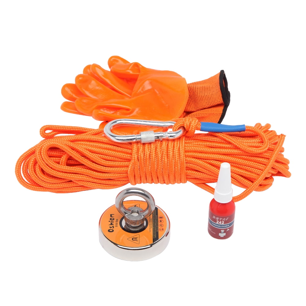 Magnet Fishing Kit with Strong Magnet for Pulling 550 Lbs, Rope, Gloves,  Threadlocker Glue  Fishing Magnets with Rope for Underwater Treasure  Hunting And Retrieving Objects 