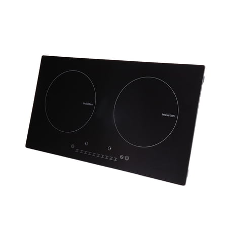 KFFKFF Electric Cooktop, 2 Burners, 24'' Induction Stove, Built-in Magnetic Surface 1800W, 9 Heat Settings, Multifunctional Design with LED Touch Control, Child Lock & Overheat Protection
