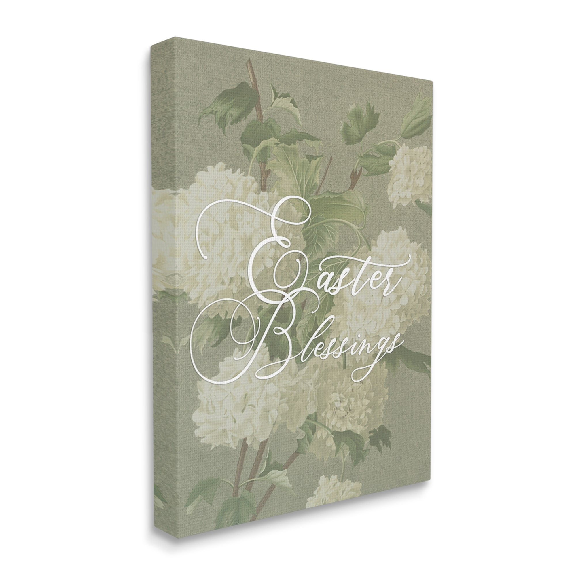 Stupell Industries Easter Blessings Sentiment Vintage White Hydrangea Florals Green, 16 x 20,Design by Daphne Polselli
