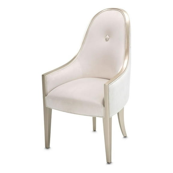 Michael Amini London Place Velvet Dining Arm Chair - Creamy Pearl