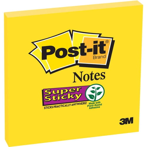 Post-it Super Sticky Notes Single Pack, Electric Yellow, 3 x 3