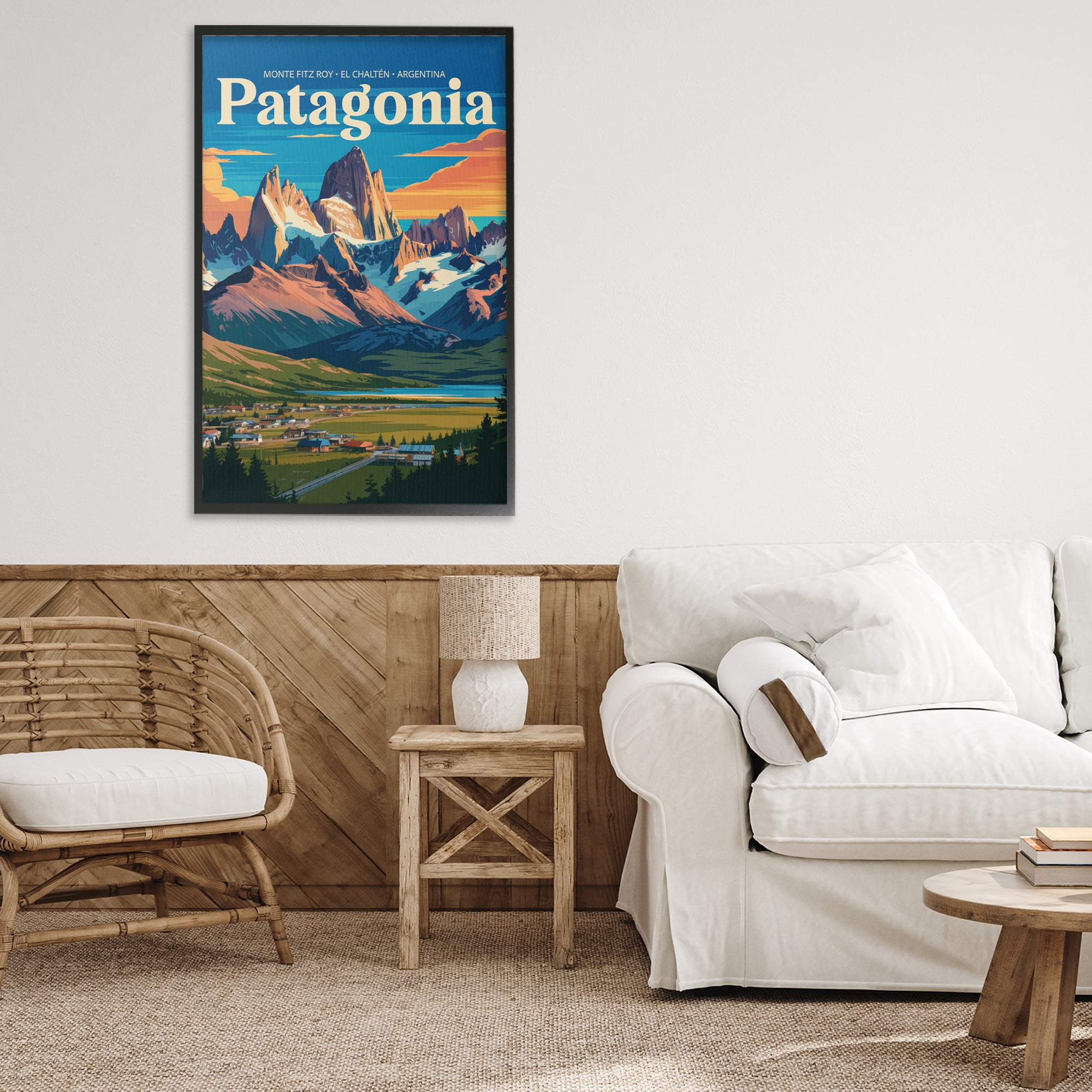 Stupell Industries Patagonia Valley Landscape Black Framed Giclee Art, design by Andreas Magnusson
